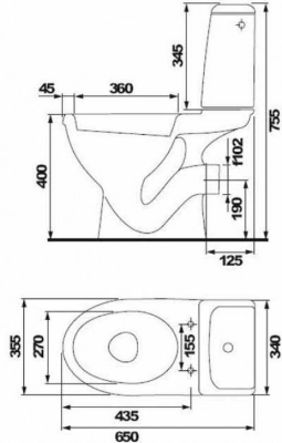 Picture of WC CERSANIT CEKO 2000 horizontal tank 010 3/6 toilet seat DUR ANTIB