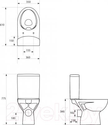 Picture of WC CERSANIT Parva 010 3/6 horizontal outlet 3/6 litri duroplast cover