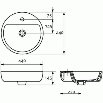 Изображение Раковина CASPIA RING 44x44 cm