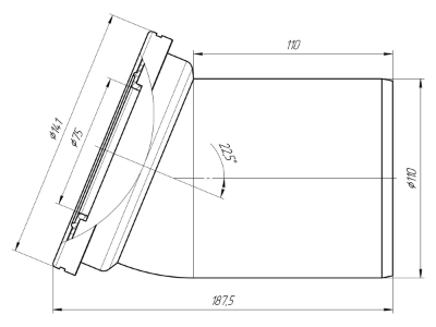 Изображение WC отвод - 110 mm, жесткий 22' 5*