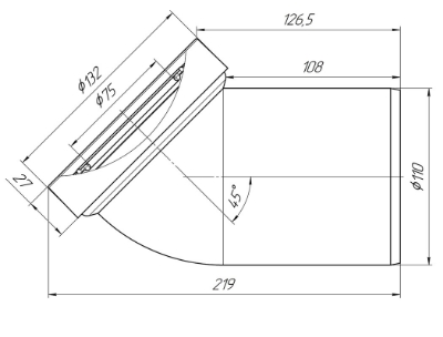 Изображение WC отвод - 110 mm, жесткий 45*