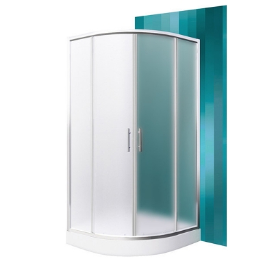 Picture of Shower enclosure Houston Neo, semicircular with sliding door 880-890mm, h-1900, frosted glass