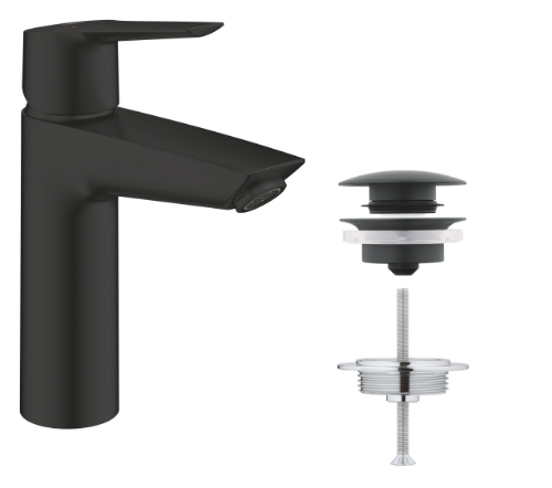 Picture of Basin mixer Start M, push-open pop-up waste, matt black