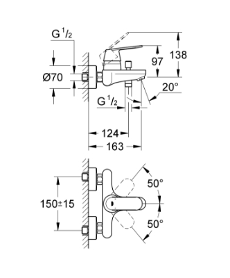 Picture of Bathtub mixer EUROSMART COSMOPOLITAN, chrome