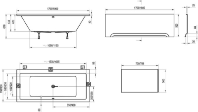 Picture of Formy 01 bathtub, 170X75, white