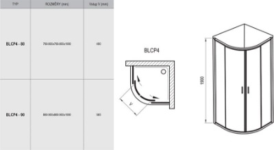 Изображение Душевой уголок Blix BLCP4-90 белый+прозрачное стекло