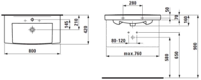 Picture of Laufen Pro Nordic Bathroom Sink 80x42cm, white