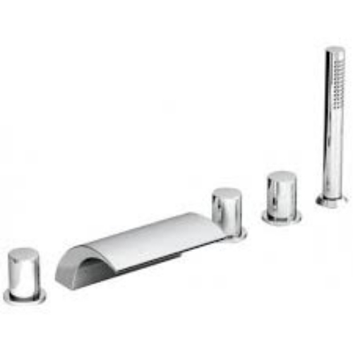 Picture of WF 025.00CR Bath 4-hole tap with set, waterfall, chrom