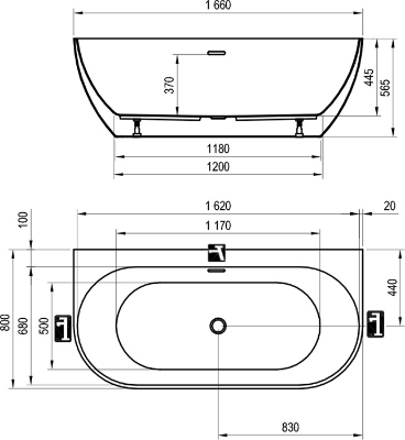 Picture of Bathtub Freedom W 1660X800, balta