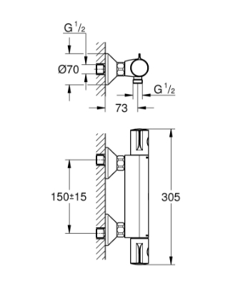 Picture of Grohtherm 800 Thermostatic shower mixer 1/2″