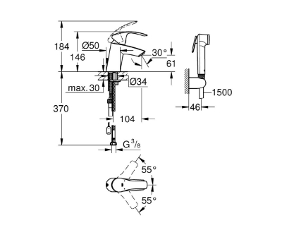 Picture of Kitchen mixer Eurosmart New S, with bidet, chrome