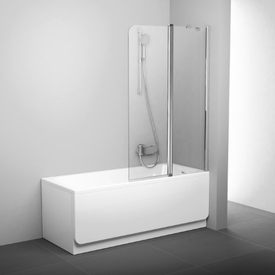 Picture of CVS2-100 L Bathtub Screen (Movable two-part bathtub screen. Alubright gloss+transparent)