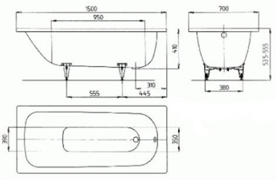 Изображение Ванна Saniform Plus, 1500x700 мм, белая стальная