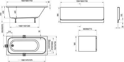 Picture of Bathtub CHROME 170x75 snowwhite