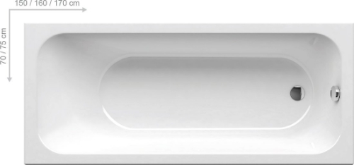 Picture of Bathtub CHROME 150x70 snowwhite