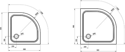 Picture of Shower tray Elipso Pro Chrome, 90x90, h-3cm, R-500