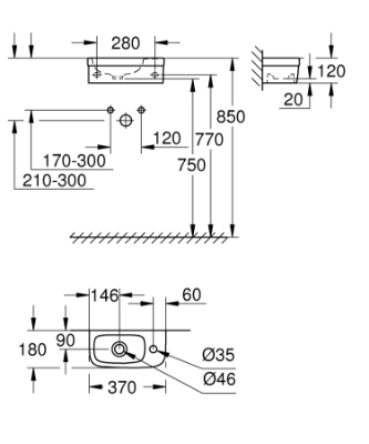 Изображение Раковина Grohe EuroCeramic, 370x180 mm, белая