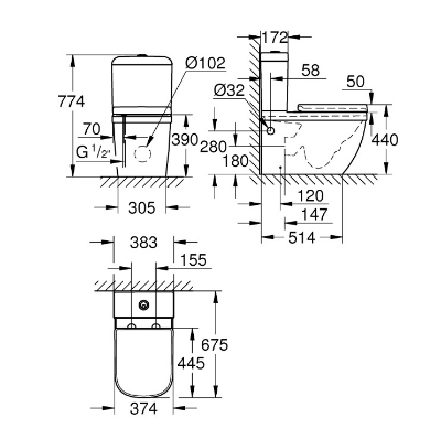 Picture of WC Euro Ceramic Bundle close-coupled