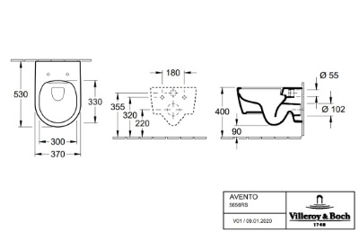 Изображение Подвесной унитаз Avento Rimless 370x530 mm, DirectFlush, с сиденьем SC/QR SLIM, белый