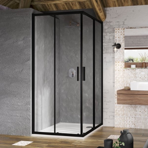 Picture of Blix Slim BLSRV2 shower enclosure (black+transparent)