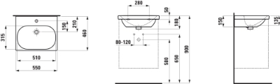 Picture of Ceramic sink Lua, 550x640, white