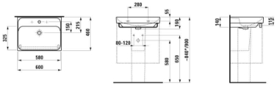 Picture of Ceramic sink Lua, 600x640, white