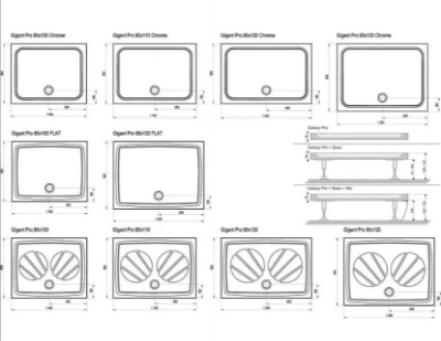 Изображение Комплект № 14 - BLSDP2+BLSPS 120x90, с поддоном, сифоном, хромированный профиль, прозрачное стекло