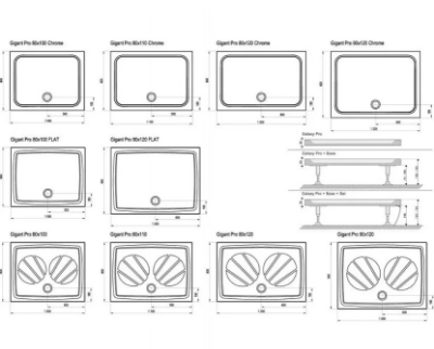 Изображение Комплект № 15 - BLSDP2+BLSPS 120x90, с поддоном, сифоном, хромированный профиль, прозрачное стекло