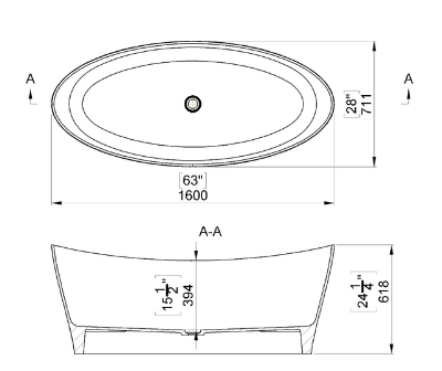 Picture of Bath Vela  1600x711, stone mass