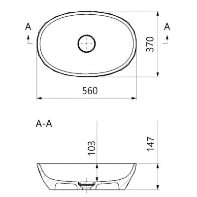 Picture of Cast marble countertop washbasin Materia 560 x 370 x 147 mm, matt white