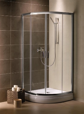 Picture of Shower enclosure PREMIUM PLUS 90x90, h-1900, chrome profile, graphite glass