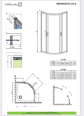 Picture of Shower enclosure PREMIUM PLUS 90x90, h-1900, chrome profile, graphite glass