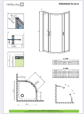 Picture of Shower enclosure Premium Plus A 90x90, h-1900, chrome profile, fabric glass