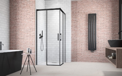 Picture of Shower enclosure Idea Black KDD 80x80, h-2005, black profile, transparent glass