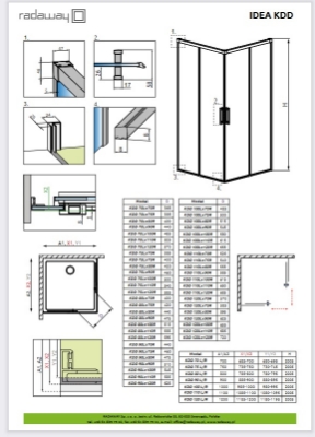 Picture of Shower enclosure Idea Black KDD 80x80, h-2005, black profile, transparent glass