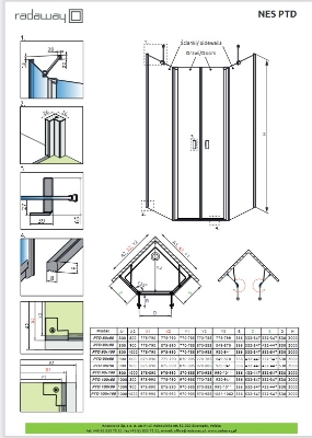 Picture of Shower enclosure Nes PTD 90x90, h-2000, chrome profile, transparent glass