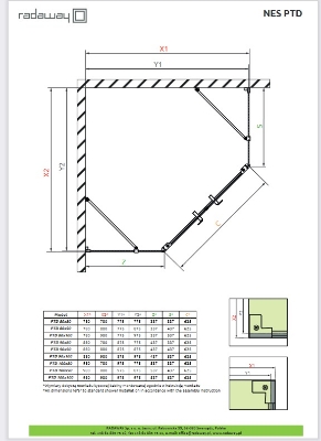 Изображение Душевой уголок Nes PTD 90x90, h-2000, хромированный профиль, прозрачное стекло