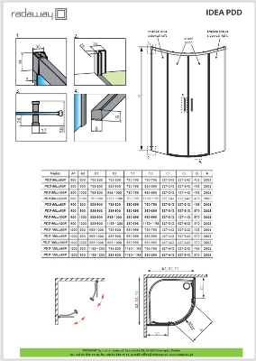 Picture of Shower enclosure Idea Black PDD 90x90, h-2005 mm, black profile, transparent glass