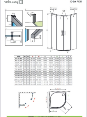 Picture of Shower enclosure Idea PDD 100x80, h-2005, chrome profile, transparent glass