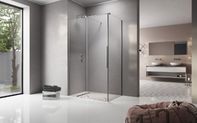 Picture of Shower enclosure Furo KDJ 90x90, h-2000, chrome profile, transparent glass, right side