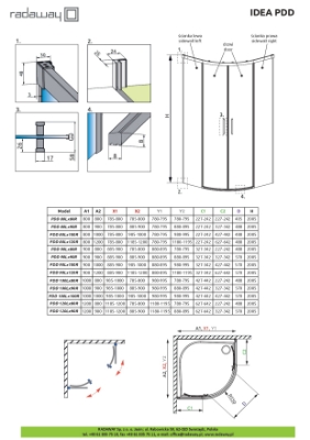 Picture of Shower enclosure Idea Black PDD 120x90, h-2005, black profile, transparent glass