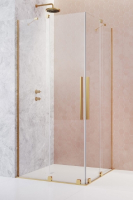 Picture of Shower enclosure Furo KDD 90x90, h-2000, gold color profile, transparent glass