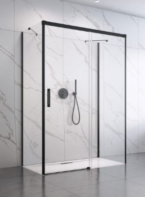 Picture of Shower enclosure Idea Black KDJ+S 140x90, h-2005, black profile, transparent glass