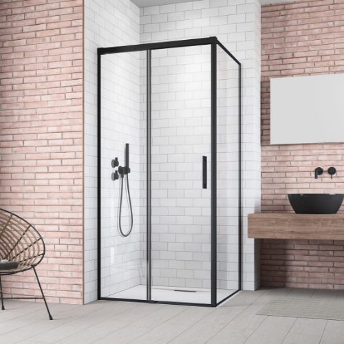 Picture of Shower enclosure Idea Black KDJ 140x90, h-2005, black profile, transparent glass