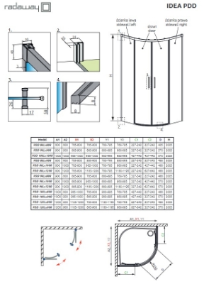 Изображение Душевой уголок Idea PDD 80x120, h-2005 мм, хромированный профиль, прозрачное стекло, правая сторона