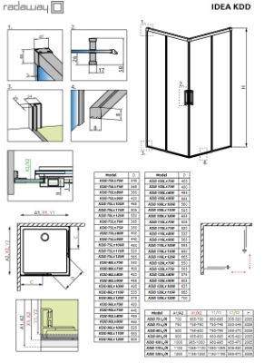 Picture of Shower enclosure Idea KDD 90x90, h-2005, chrome profile, transparent glass