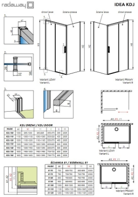 Picture of Shower enclosure Idea KDJ 110x80, h-2005, chrome profile, transparent glass, left side