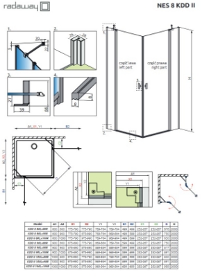 Picture of Shower enclosure Nes Black KDD II 90x90, h-2000 mm, black profile, transparent glass