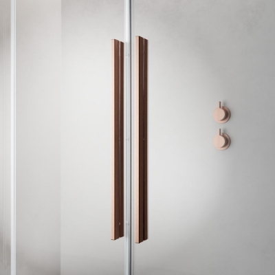 Picture of Shower enclosure Furo Brushed Copper KDD 90x90, h-2000 mm, brushed copper profile, transparent glass