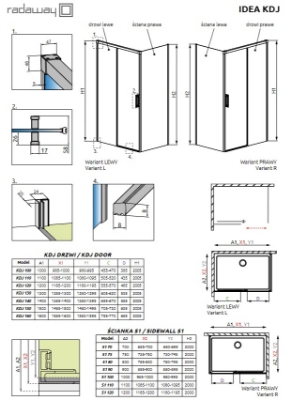 Picture of Shower enclosure Idea KDJ 120Rx70, h-2005mm, chrome profile, transparent glass